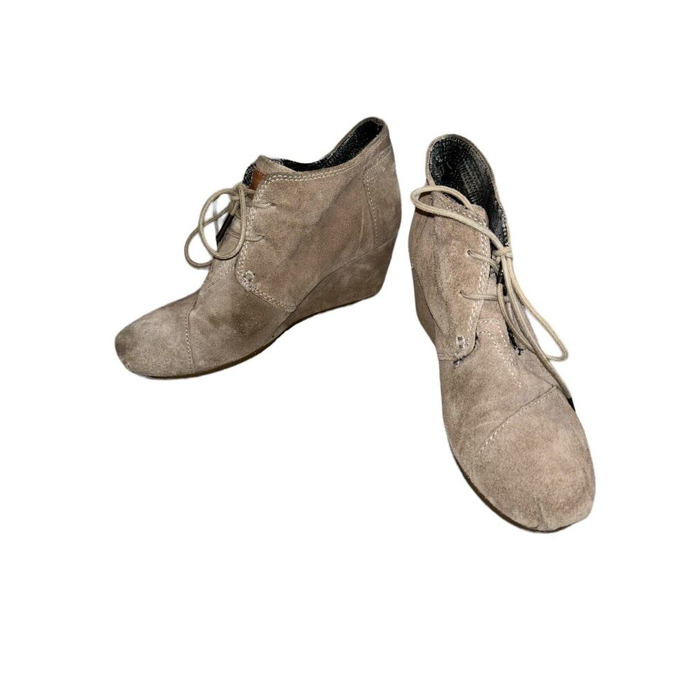 Toms Desert Wedge‎ Booties Women’s Size 7.5 Brown Suede